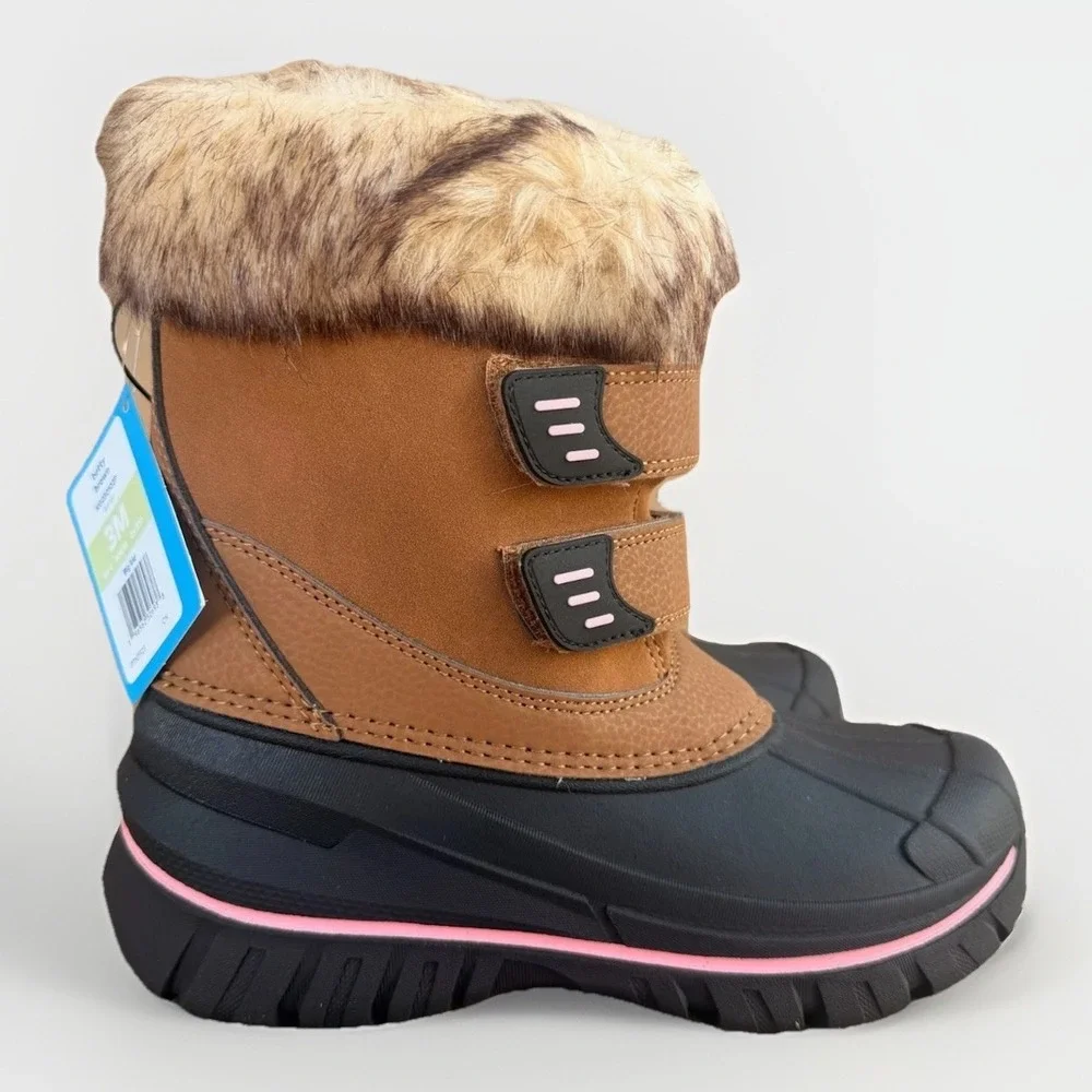 Stride Rite 360 Betty Winter Snow Boot Unisex-Child Size 3 Brown Black Calf High